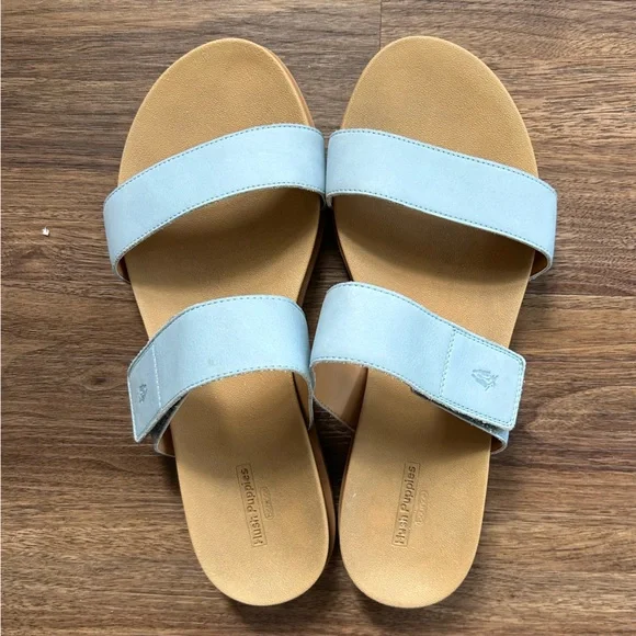 HUSH PUPPIES Powder Blue Adjustable Strap Comfort Sandals Coastal | Size 11 Wide - Picture 10 of 11